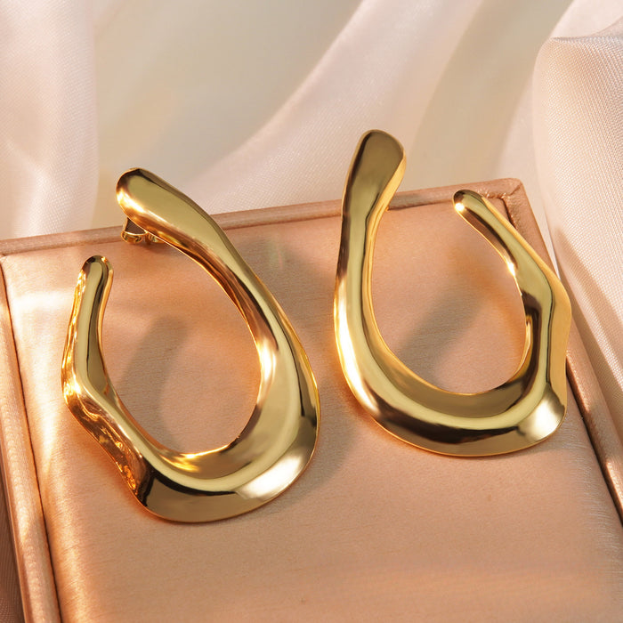 Wholesale Irregular U-shaped Titanium Steel Earrings JDC-ES-JW011