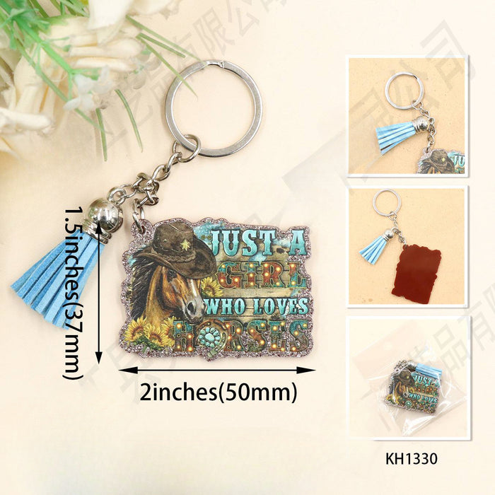 Wholesale Western Country Cowboy Style Horse Acrylic Keychain JDC-KC-XiaoYan002