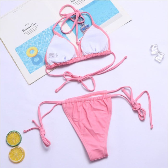 Wholesale Polyester Women's Split Triangle Strap Funny Swimsuit JDC-SW-DaAi004