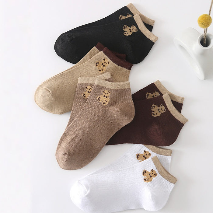 Wholesale Casual Spring and Summer Cute Teddy Bear Solid Color Thin Shallow Sock JDC-SK-JiaMu001