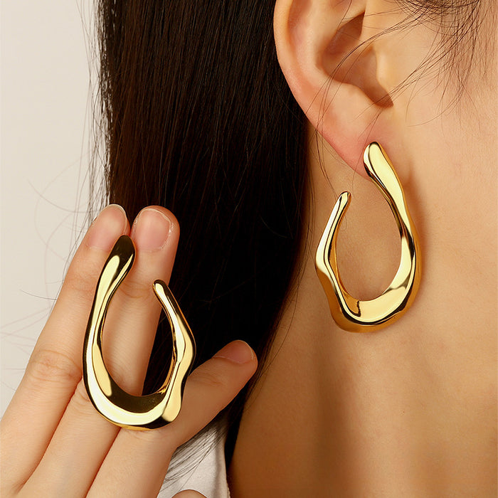 Wholesale Irregular U-shaped Titanium Steel Earrings JDC-ES-JW011