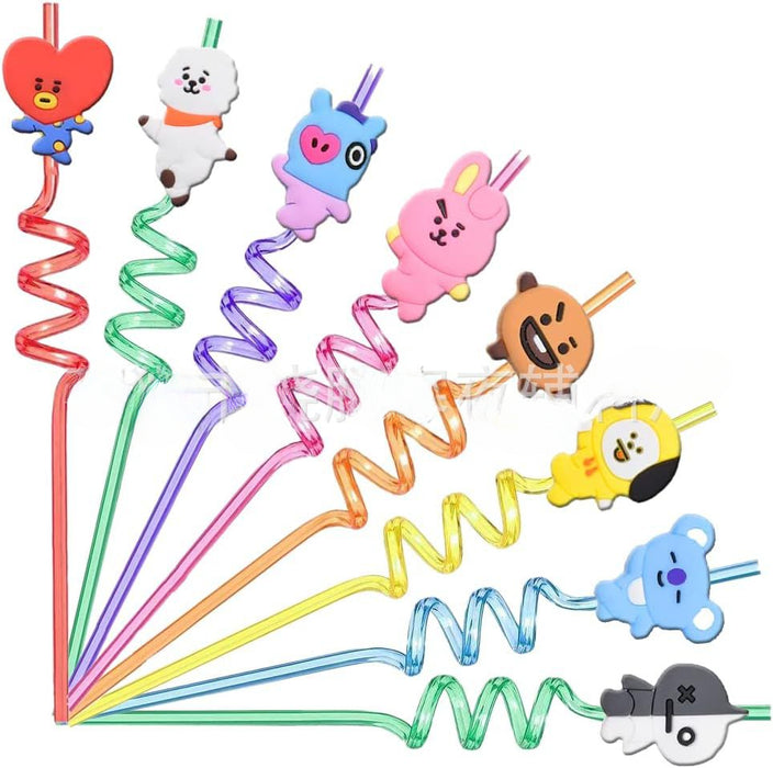 Wholesale 100PCS/Random Cartoon Biodegradable PVC Colored Spiral Straws JDC-SCR-XT001