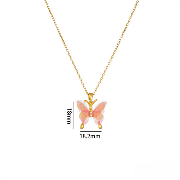 Wholesale Butterfly Pendant Titanium Steel Necklace JDC-NE-RongChu007