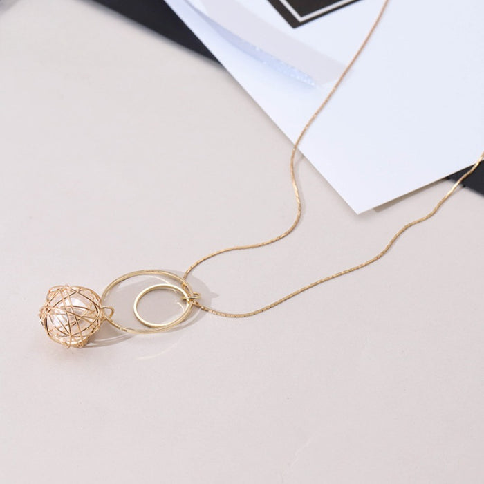 Wholesale Hollow Metal Ball Bag Long Necklace JDC-NE-YaXue005