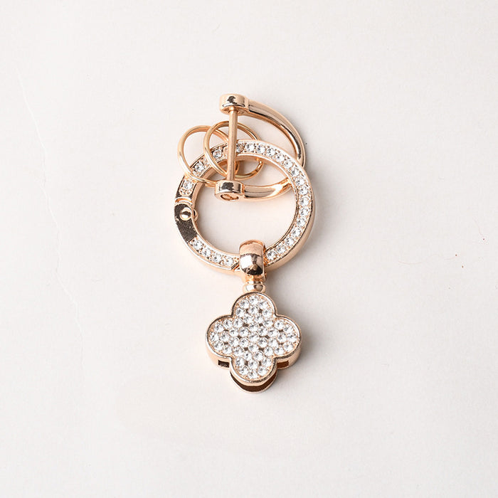 Wholesale Zinc Alloy Four-leaf Clover Diamond Keychain JDC-KC-ZhiC001