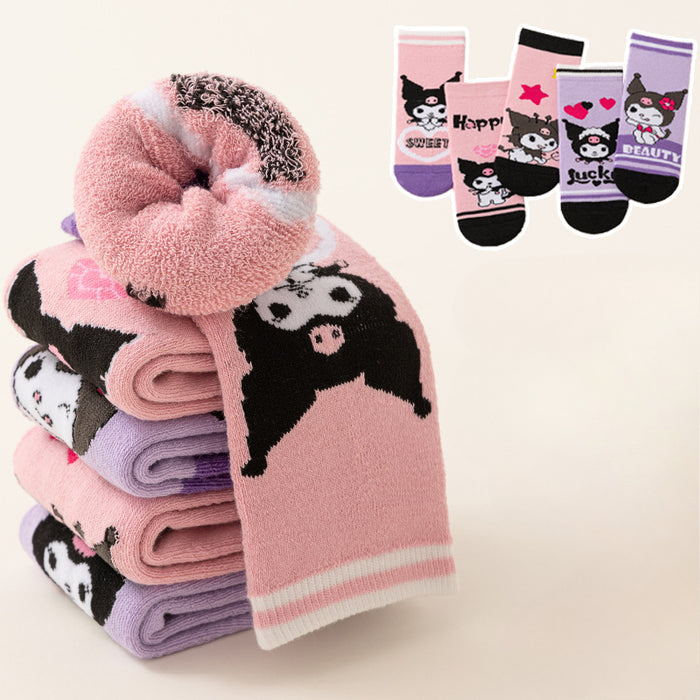 Wholesale 5 Pairs/pack Girls Socks Winter Thick Warm Terry Socks Cute Girls Princess Socks Children Cartoon Thick Cotton Socks JDC-SK-LXWC004