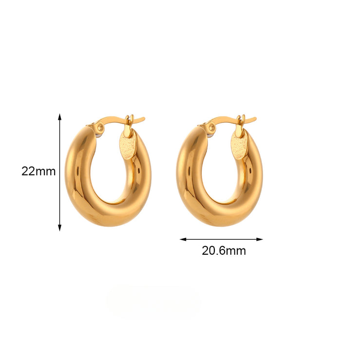 Wholesale Stainless Steel Plated 18K Solid Smooth Earrings JDC-ES-MengJ005