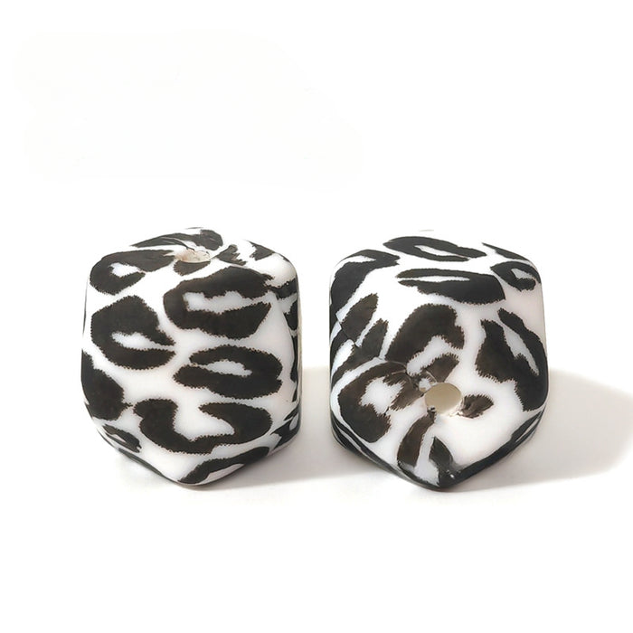 Wholesale 50pcs Hexagonal Leopard Print Silicone Beads JDC-BDS-HongZhou016