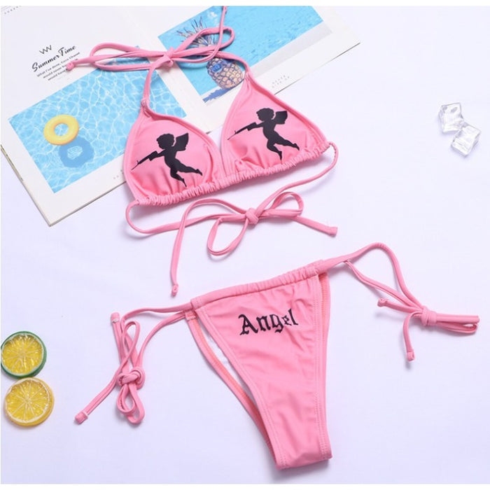 Wholesale Polyester Women's Split Triangle Strap Funny Swimsuit JDC-SW-DaAi004