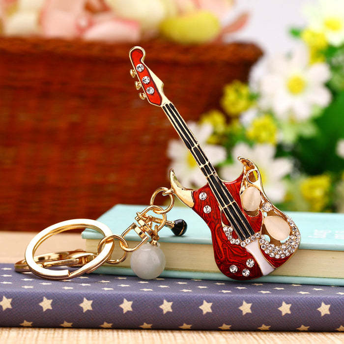 Wholesale Diamond inlaid robot car keychain pendant metal keychain ring