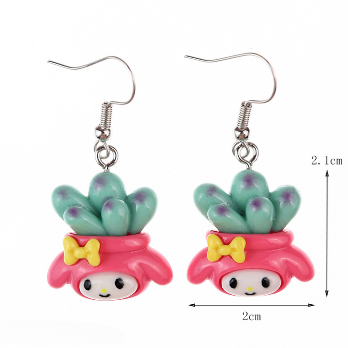 Wholesale Cartoon Simulation Plants Succulent Earrings JDC-NS-NiQing007