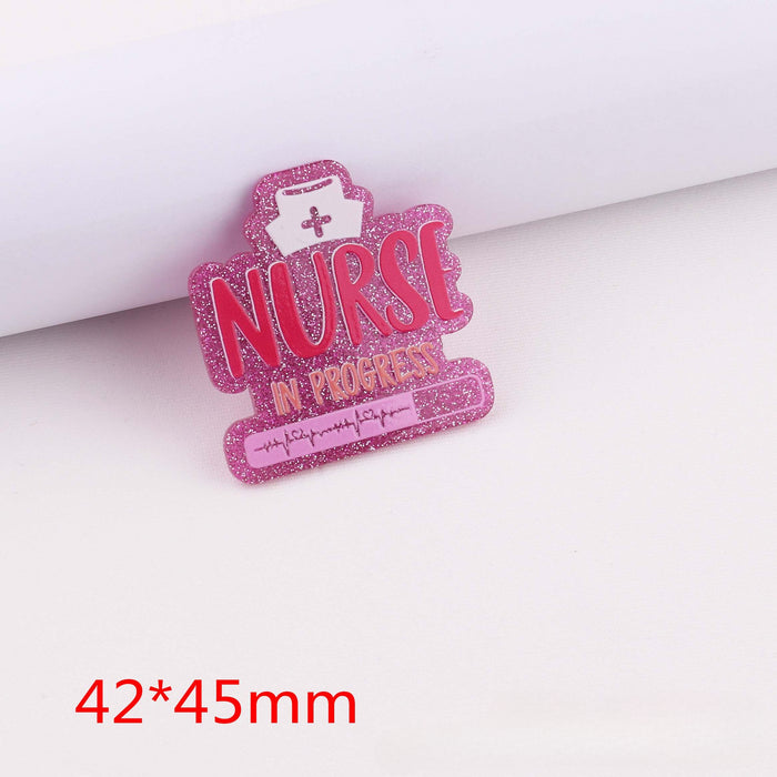 Wholesale 10pcs Cartoon Nurse Acrylic Patch Telescopic Buckle Accessories JDC-FK-OuYie001