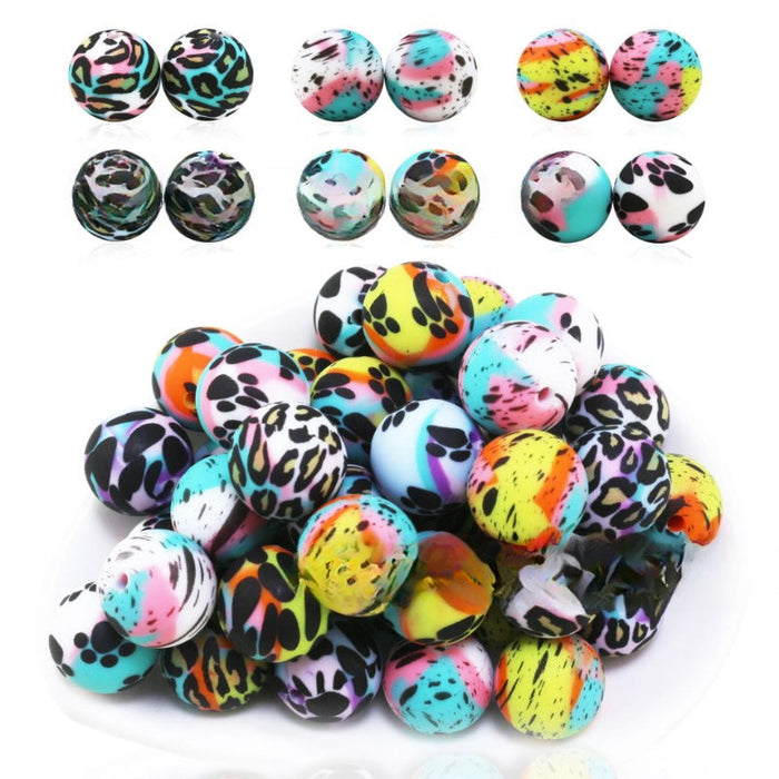 Wholesale 50PCS/PACK Leopard Print Water Transfer Silicone Beads JDC-BDS-HongZhou014