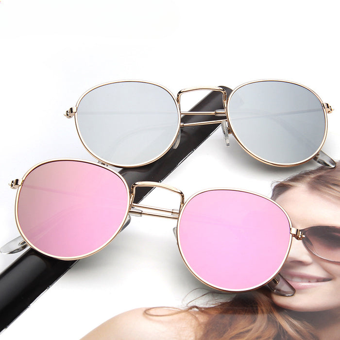 Wholesale Round Frame Colorful Reflective PC Sunglasses JDC-SG-MaN015