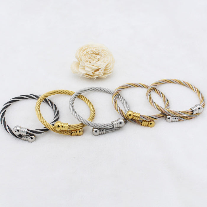 Wholesale Stainless steel elastic steel wire rope bracelet, titanium steel woven bracelet bracelet, bracelet