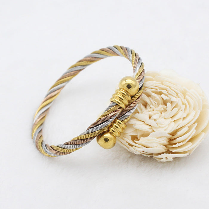 Wholesale Stainless steel elastic steel wire rope bracelet, titanium steel woven bracelet bracelet, bracelet