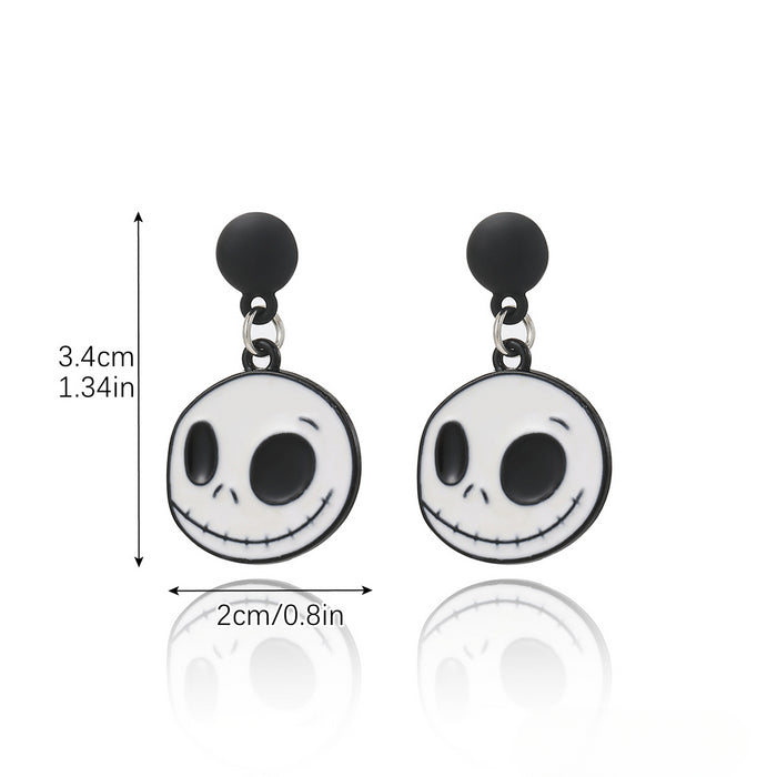 Wholesale Skull Dark Diamond Alloy Pumpkin Spider Halloween Earrings Set JDC-ES-ShuangN002