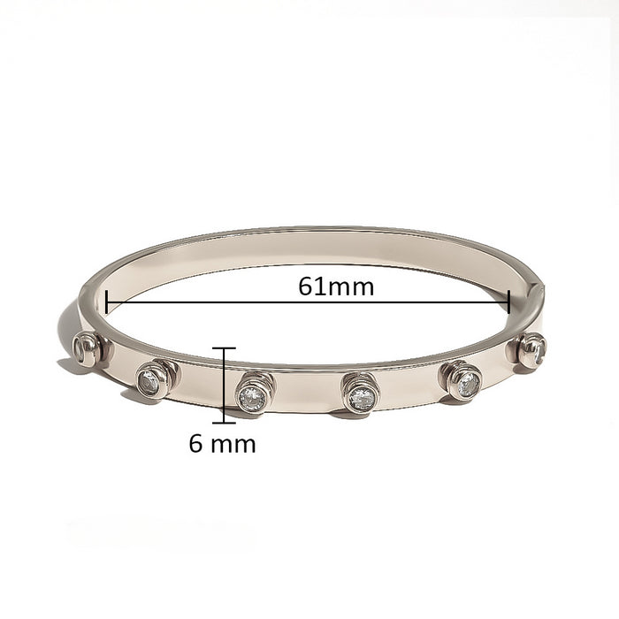 Wholesale Titanium Steel 18K Gold Plated Zircon Eight-pointed Star Flower Buckle Bracelet JDC-BT-ChengBing001