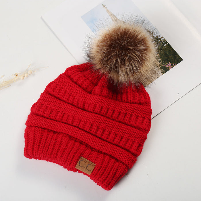 Wholesale Autumn and Winter Thick Non Velvet Knitted Hat, Wool Ball Knitted Hat JDC-FH-HengYu006