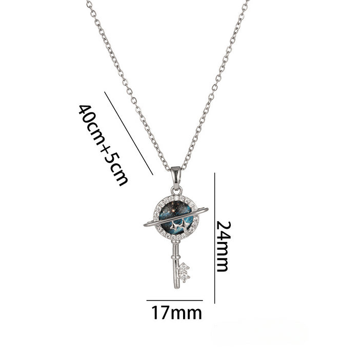 Wholesale Titanium Steel Planet Starry Sky Necklace JDC-NE-Kucai024