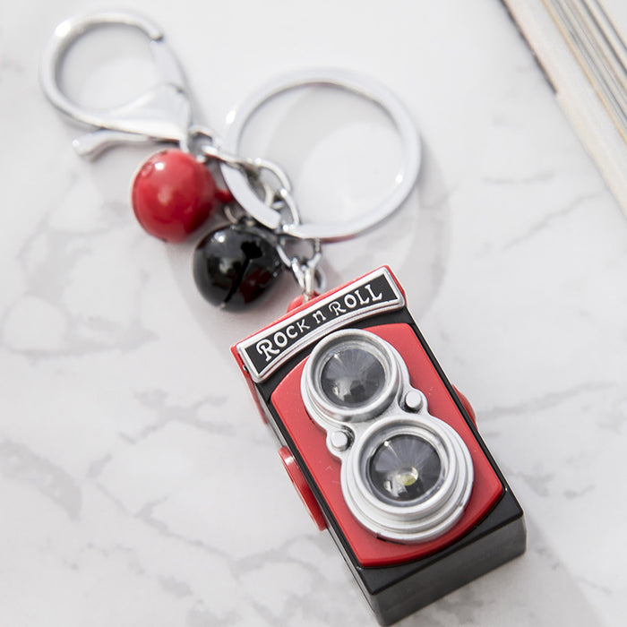 Wholesale retro LOMO camera keychain LED sounding luminous pendant