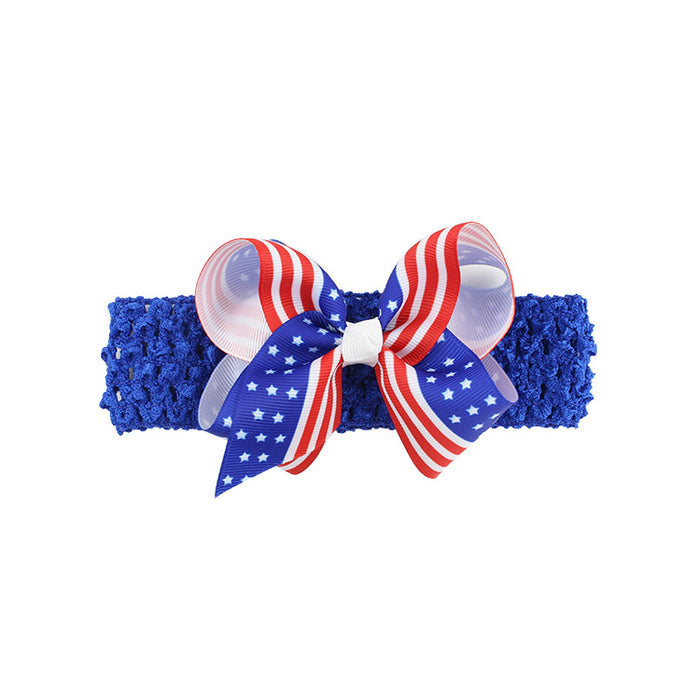 Wholesale American Flag Independence Day Children's Bow Fabric Headband JDC-HD-HeZhuo005