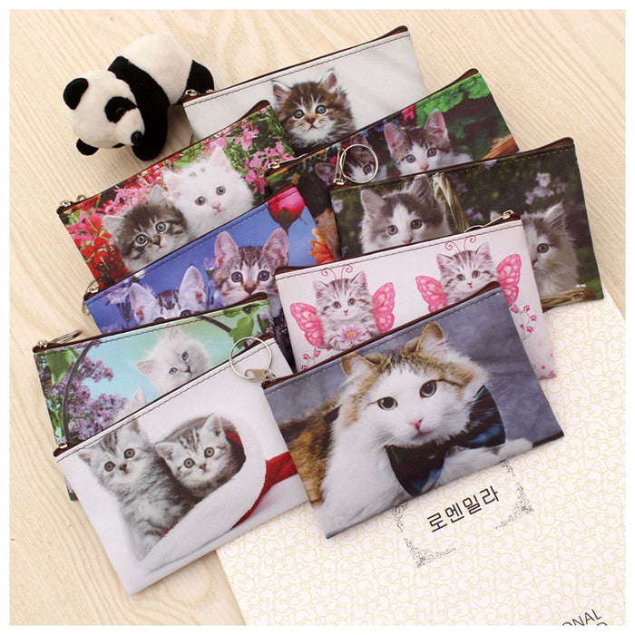 Wholesale New Cat Coin Purse Cartoon Kitten Student Thin Wallet Japanese and Korean Trend Personality Key Bag Small Square Bag JDC-WT-QW010