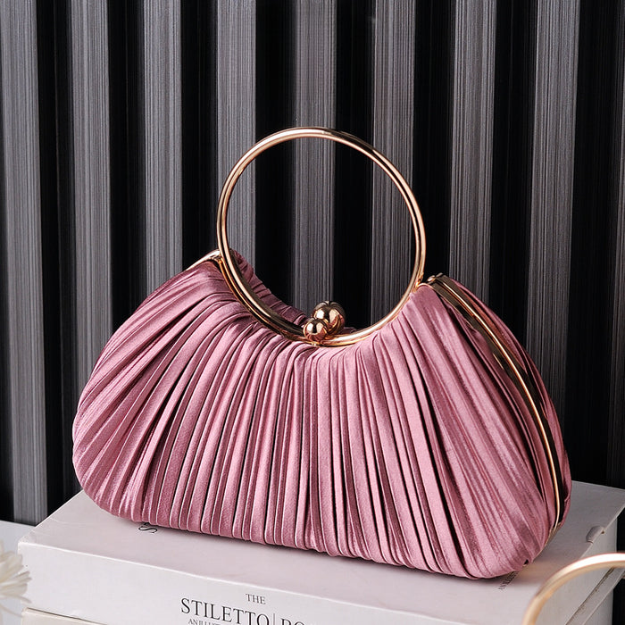 Wholesale Apricot Pleated Evening Bag Handbag JDC-HB-YiX019