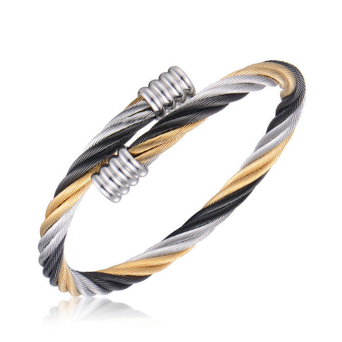 Wholesale Stainless steel elastic steel wire rope bracelet, titanium steel woven bracelet bracelet, bracelet