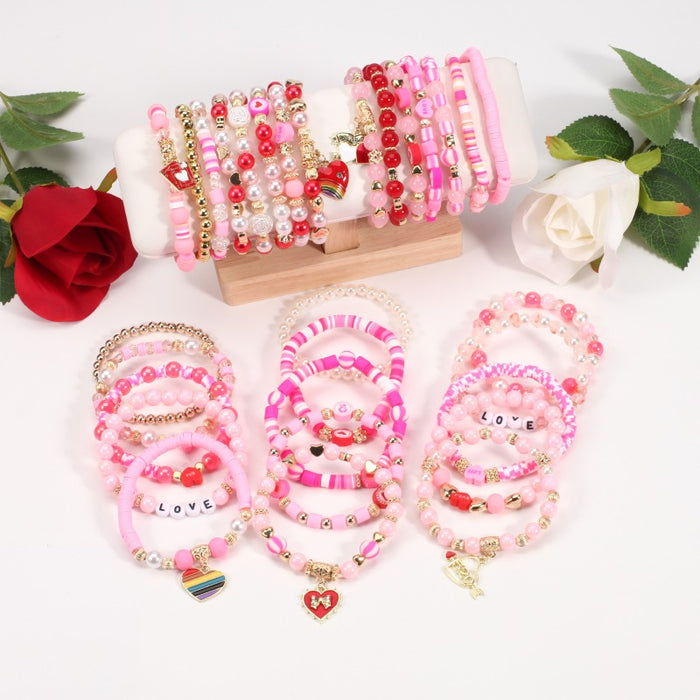 Wholesale Valentine's Day Love 520 Pendant Polymer Clay Artificial Crystal Bracelet JDC-BT-Xiny047