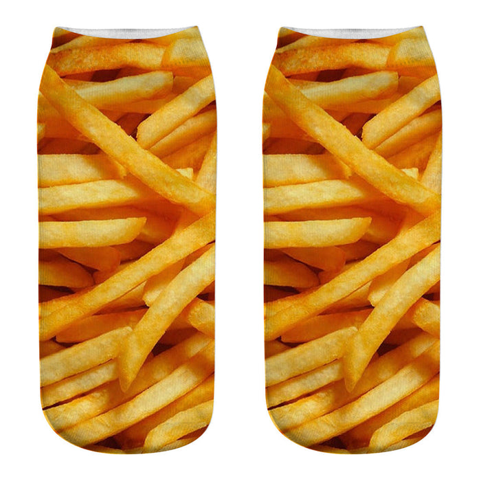 Wholesale Sock Polyester Cotton Breathable Sweat Absorbent Short Tube Burger Fries Series JDC-SK-JunP003