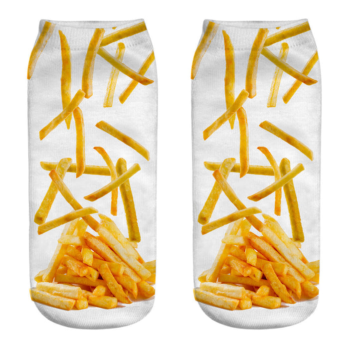 Wholesale Sock Polyester Cotton Breathable Sweat Absorbent Short Tube Burger Fries Series JDC-SK-JunP003