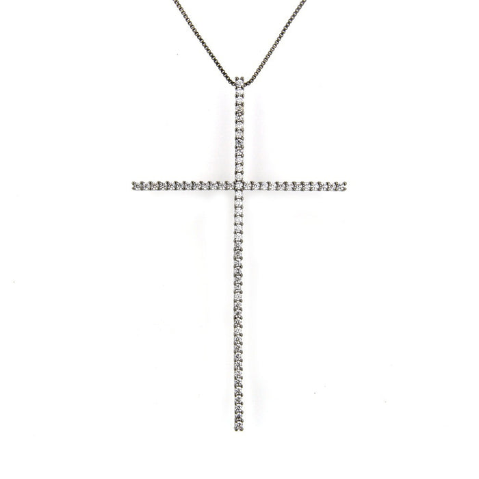 Wholesale Copper Gold Plated Micro-Inlaid Zirconia Large Cross Necklace JDC-NE-BaiTian008