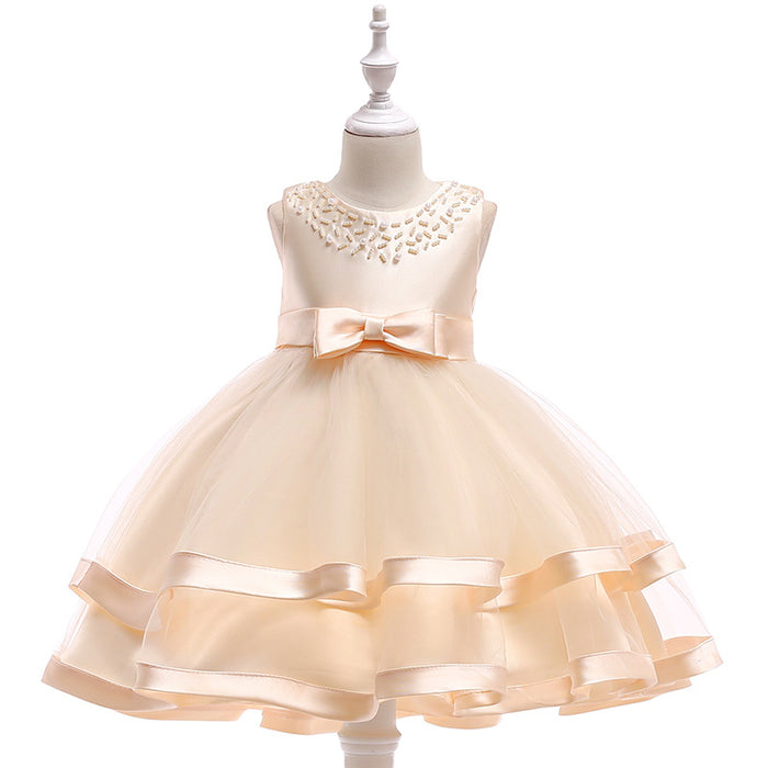 Wholesale New Host Dress Children's Wedding Dress Handmade Beaded Princess Dress Girl Dress JDC-CTS-ASQ003