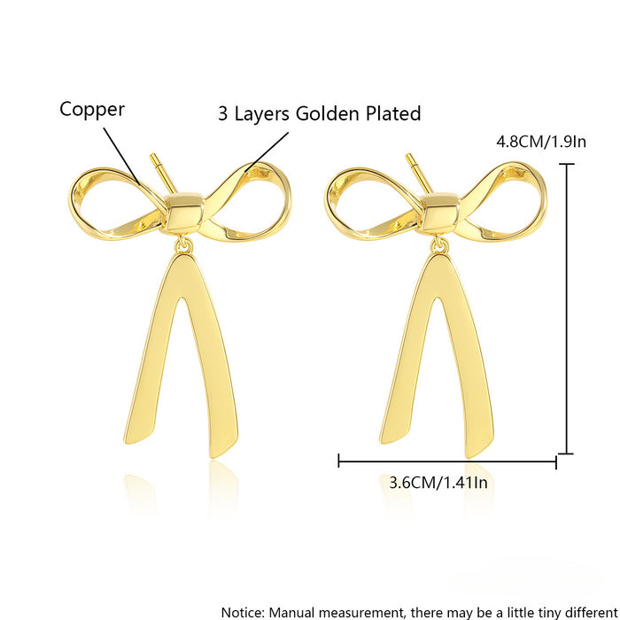 Wholesale Irregular Hollow Zircon Copper Bow Earrings JDC-ES-BaiTian006