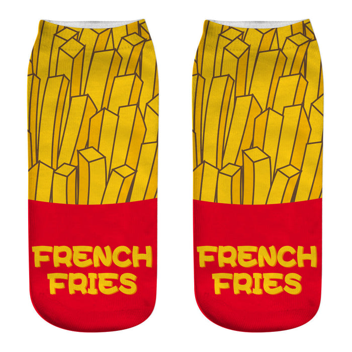 Wholesale Sock Polyester Cotton Breathable Sweat Absorbent Short Tube Burger Fries Series JDC-SK-JunP003