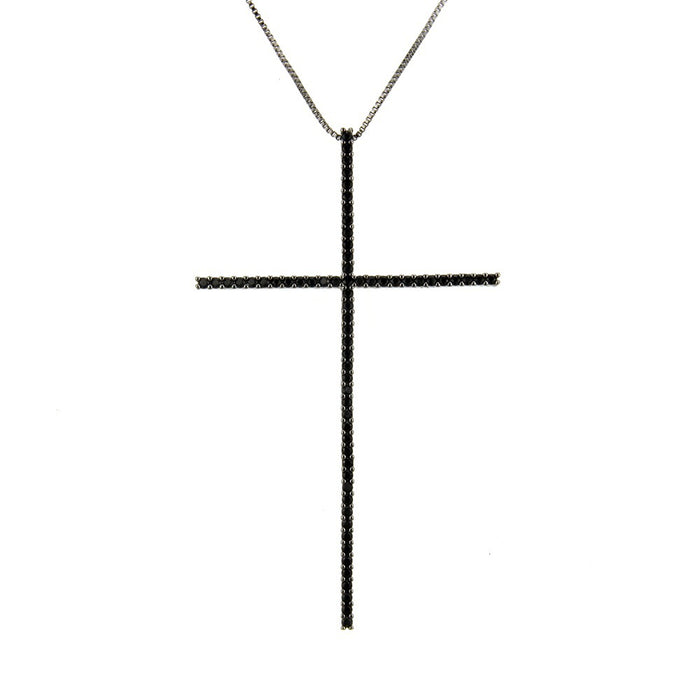 Wholesale Copper Gold Plated Micro-Inlaid Zirconia Large Cross Necklace JDC-NE-BaiTian008