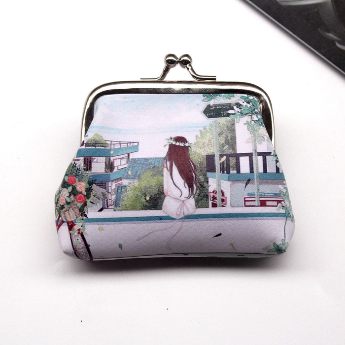 Wholesale Small Fresh Beautiful Girl Print Buckle Coin Purse JDC-WT-QW014