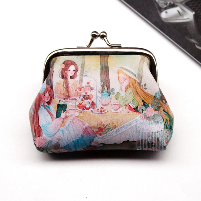 Wholesale Small Fresh Beautiful Girl Print Buckle Coin Purse JDC-WT-QW014