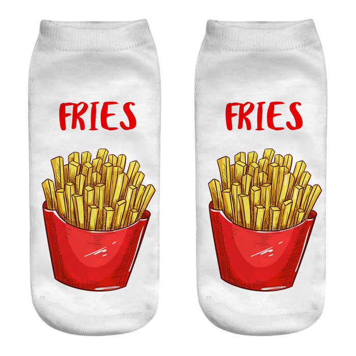 Wholesale Sock Polyester Cotton Breathable Sweat Absorbent Short Tube Burger Fries Series JDC-SK-JunP003