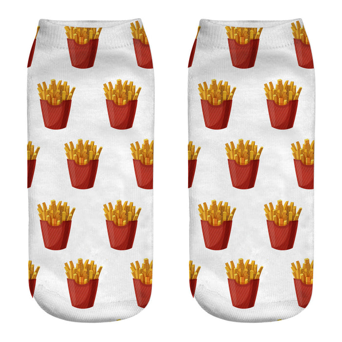 Wholesale Sock Polyester Cotton Breathable Sweat Absorbent Short Tube Burger Fries Series JDC-SK-JunP003