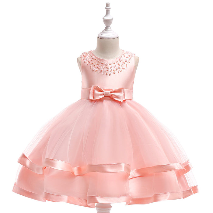 Wholesale New Host Dress Children's Wedding Dress Handmade Beaded Princess Dress Girl Dress JDC-CTS-ASQ003