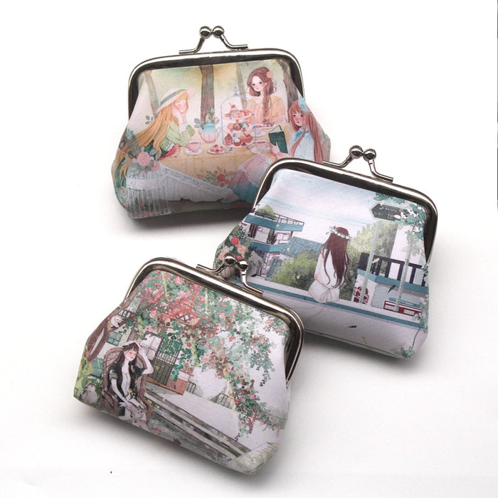 Wholesale Small Fresh Beautiful Girl Print Buckle Coin Purse JDC-WT-QW014