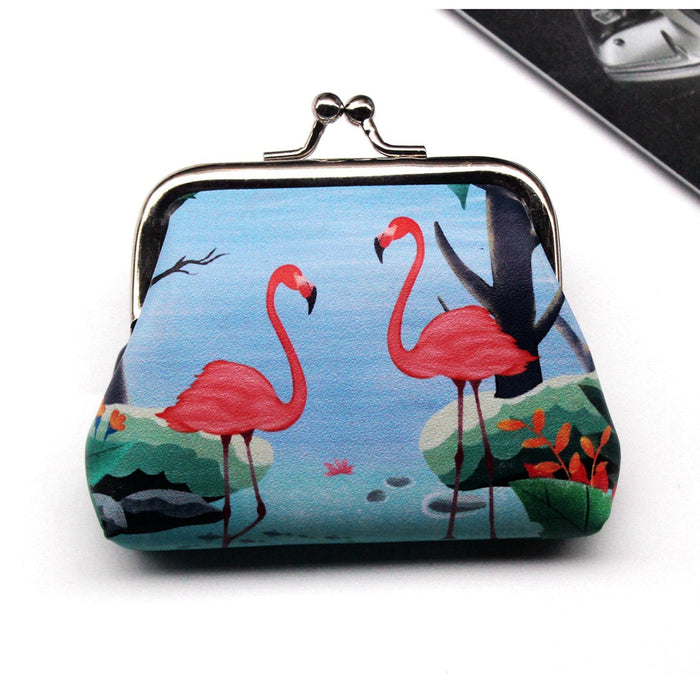 Wholesale New Flamingo Printed Buckle Change Bag Iron Clip Coin Wallet JDC-WT-QX002