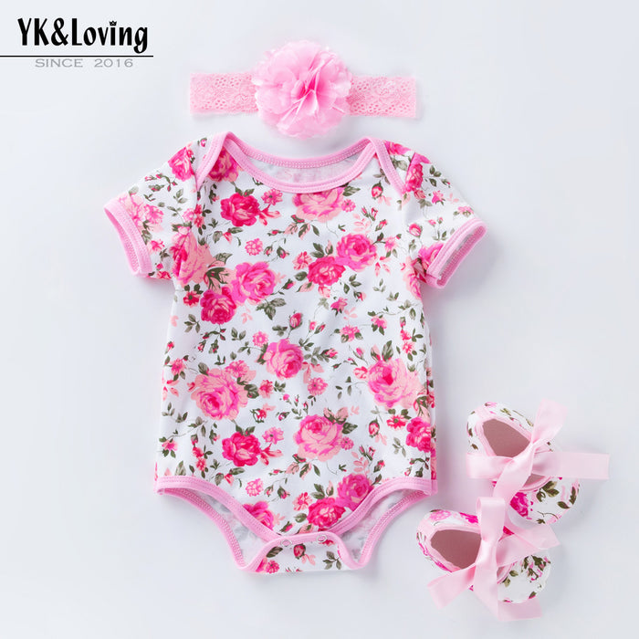 Wholesale Baby Onesies Rose Leopard Print Set JDC-BC-FeiK003