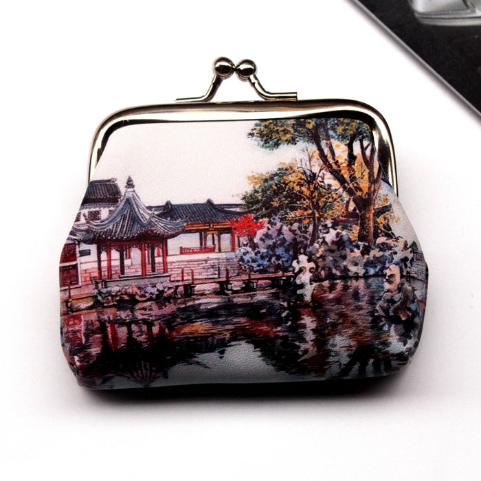 Wholesale Nostalgic Ancient Town Landscape Print Ladies Coin Purse JDC-WT-QW018