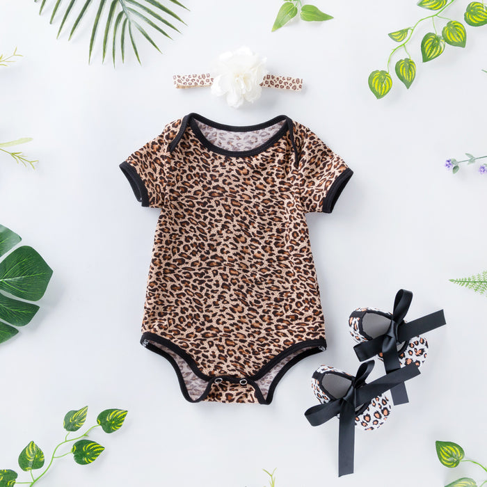 Wholesale Baby Onesies Rose Leopard Print Set JDC-BC-FeiK003