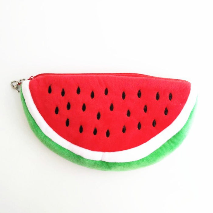 Wholesale Creative Fruit Pencil Case Super Soft Plush Printed Rectangular Stationery Bag Watermelon Dragon Fruit JDC-PB-RC001