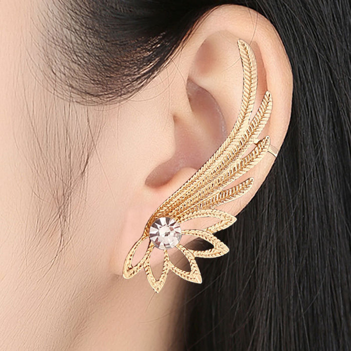 Wholesale Earrings with fashionable and personalized hollow angel wings, ear clips, and hanging earrings for women