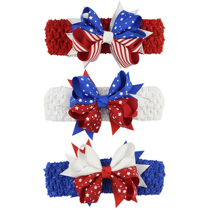 Wholesale American Flag Independence Day Children's Bow Fabric Headband JDC-HD-HeZhuo006